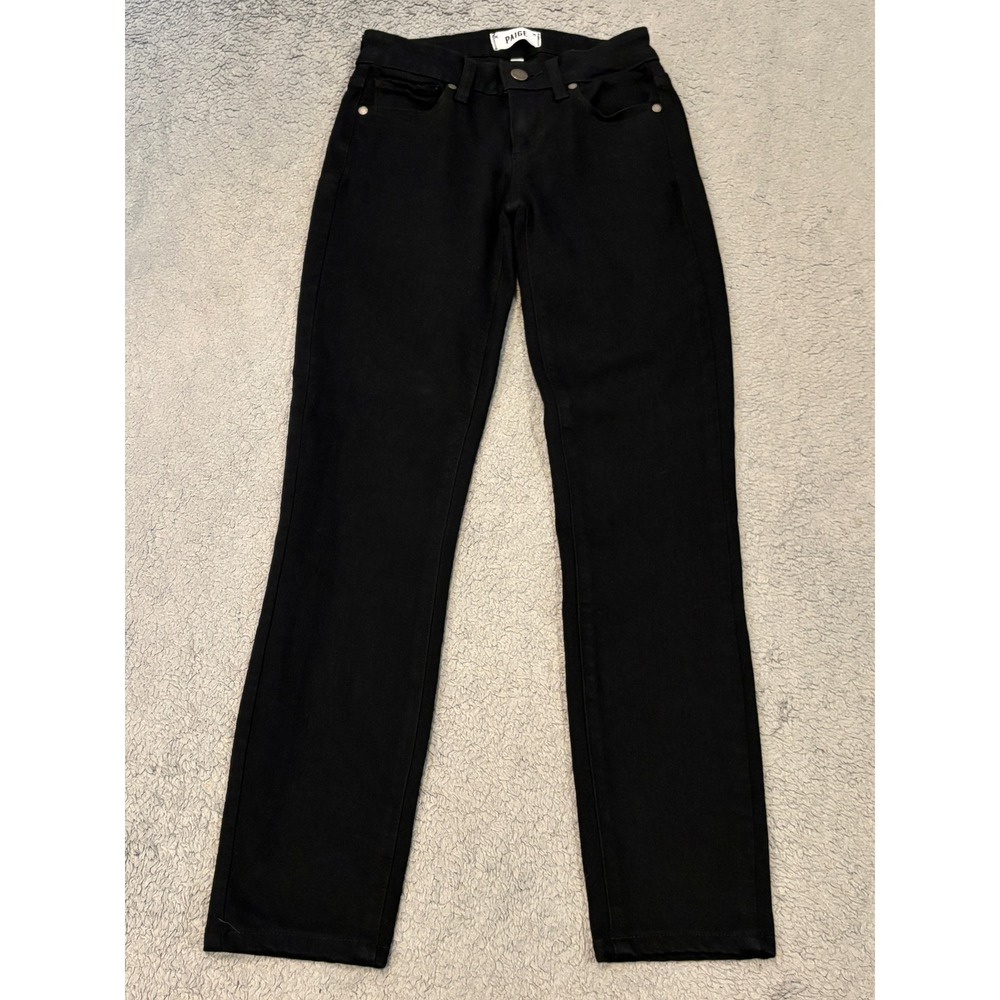 Paige Verdugo Ultra Skinny Jeans Black Mid Rise Stretch Denim Size 24